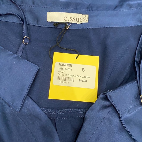 E.Ssue Satin Off The Shoulder Blouse Women size S - Picture 4 of 7